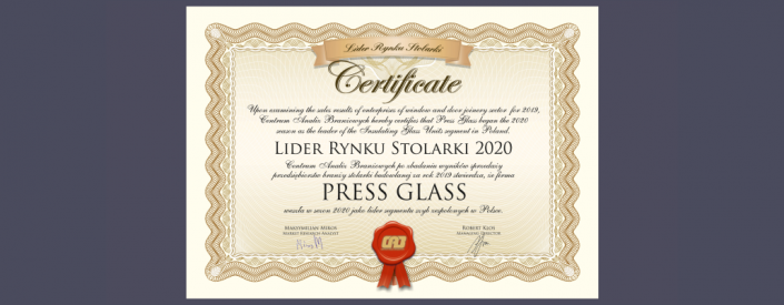 PRESS GLASS – Lider Stolarki 2020